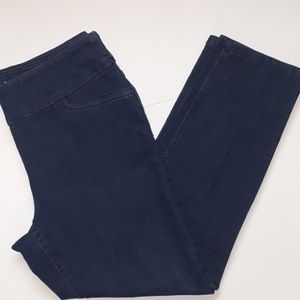 Westbound Womens Jeans Size 8 Short Dark Blue Wash Distressed Pull-on Slimming